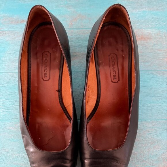 Vintage Coach Black Leather Cuban Heel Shoes Women's Size 9.5 J002 - Picture 8 of 10